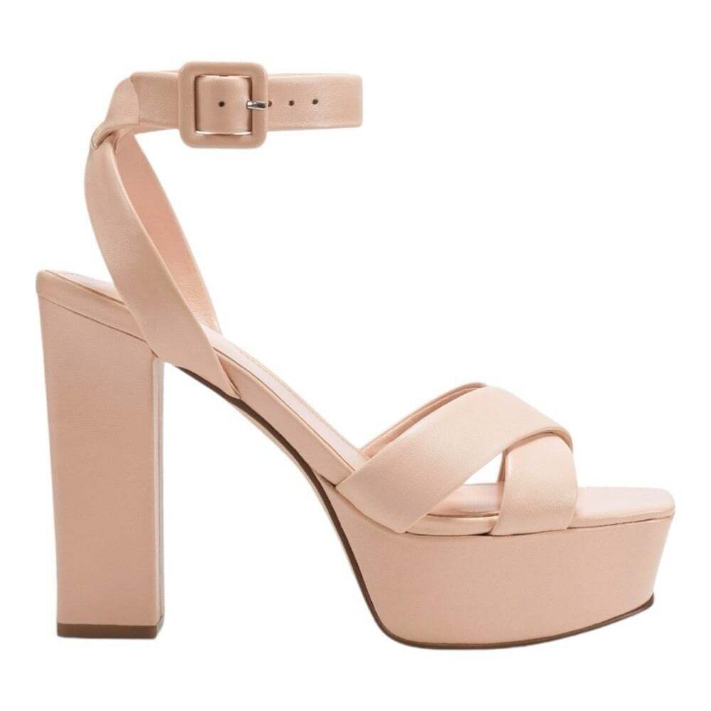 Marc Fisher LTD Faril Light Pink Leather Platform Block Heel Sandals Mens 10 M